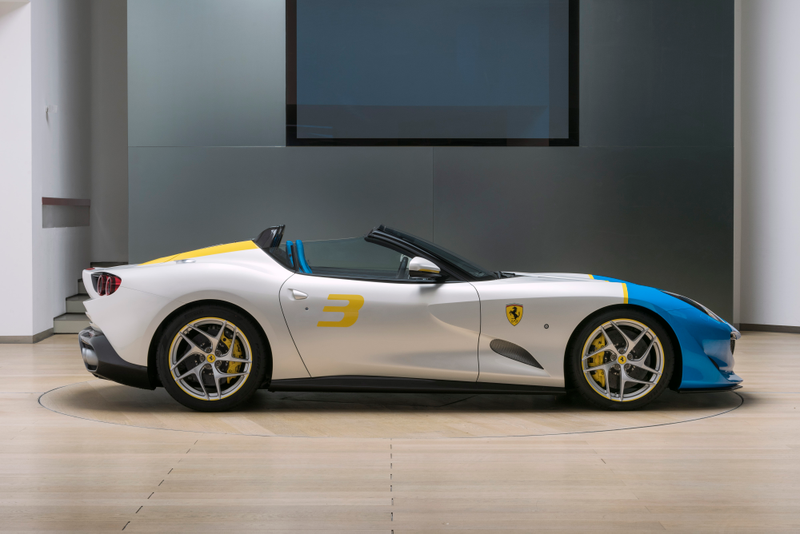 Illustration for article titled The Ferrari SP3JC One-Off Has an Adorable Big, Blue Face